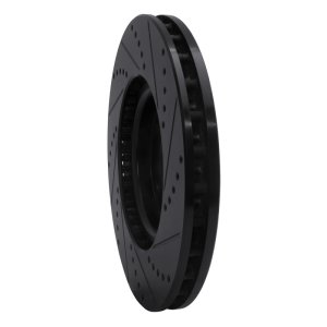 Mitsubishi Lancer Brake Rotor (1) - Front Left - R1 Concepts - Drilled & Slotted - Black - `03-`06